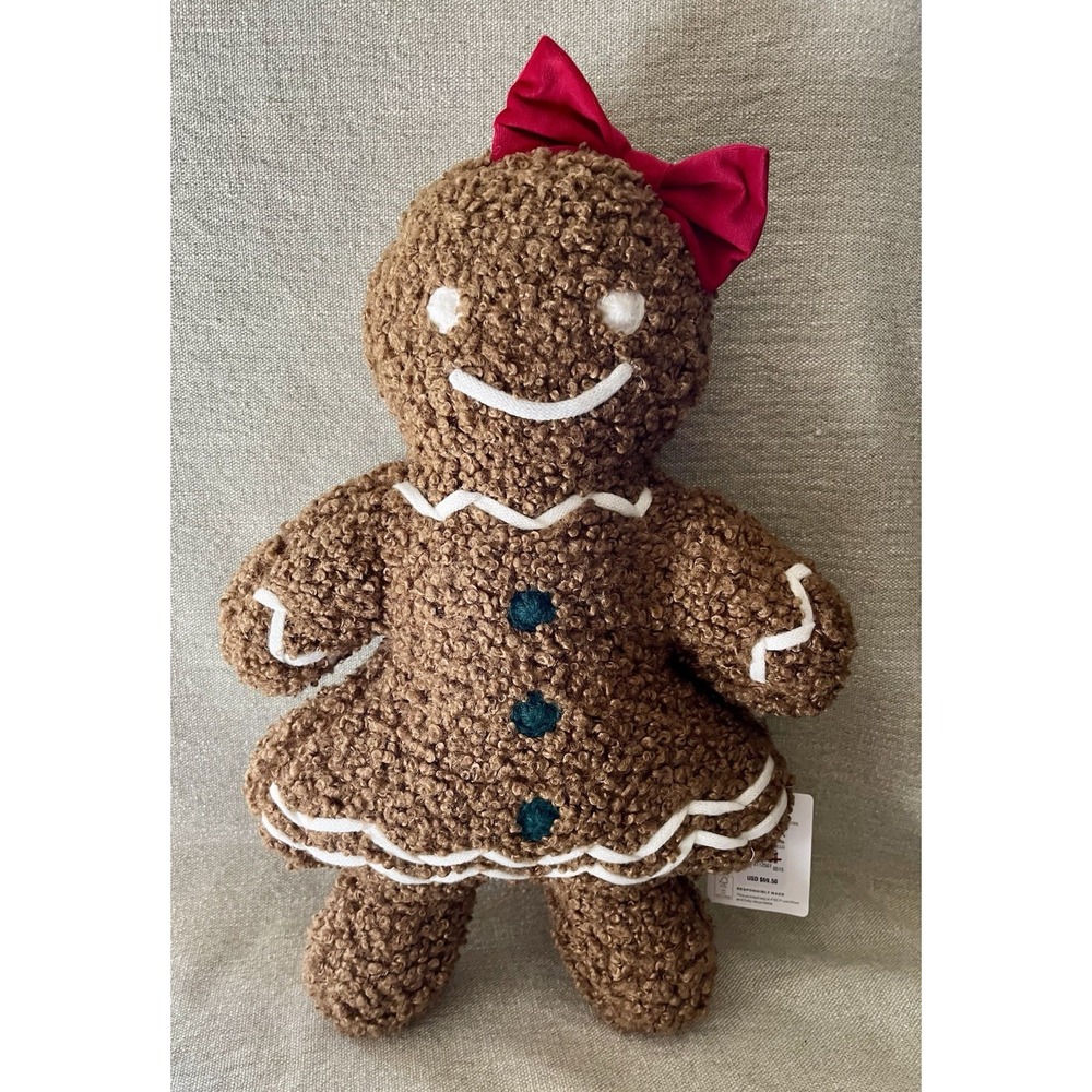 Pottery Barn Ms. Spice Gingerbread Girl Sherpa Pillow Holiday Decor 8112561 NWT